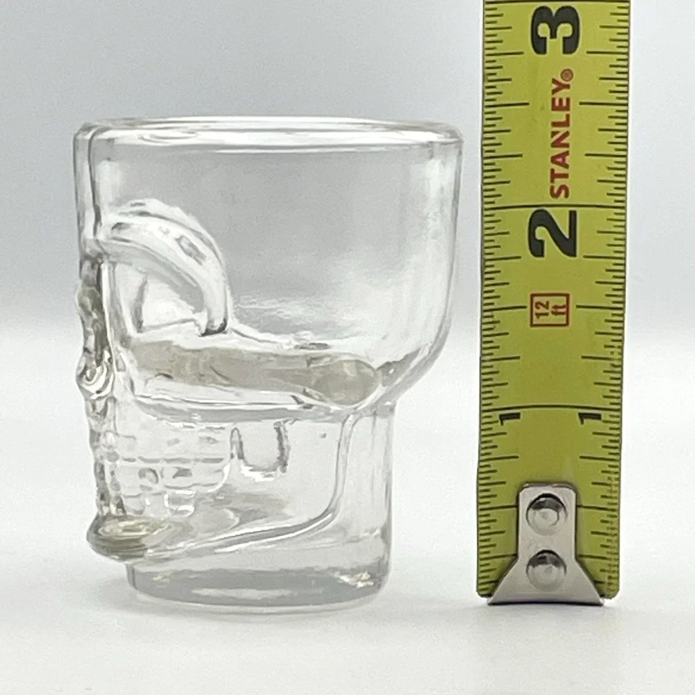 Skull Head Skeleton Face Shot‎ Glass Clear Pressed Glass Toothpick Holder